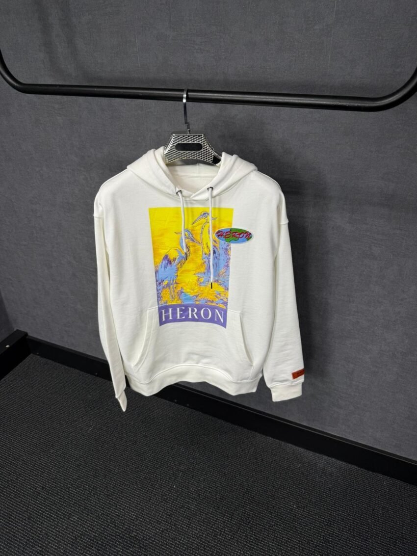 Heron Preston Hoodie White, Gele Zwaan